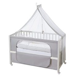 roba Lit Cododo Complet Heartbreaker - 60 x 120 cm - Lit Bébé + Textiles Complets à Motif Ours - Matelas, Ciel, Parure de Lit - 4 Roues à Freins - Bois Blanc