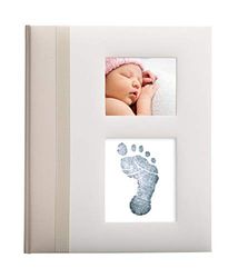 Pearhead Baby Memory Book met meegeleverde Clean-Touch Baby Safe Ink Pad om Baby's Hand of Voetafdruk te creëren, Nieuw Mama Gift, Record Milestone Journal, Ivoor