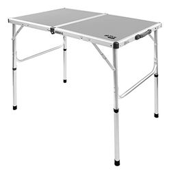 AKTIVE 63019 Opvouwbare campingtafel, draagbaar, antislip, van aluminium en MDF, met handvat voor eenvoudig transport, statafel, picknicktafel, afmetingen 90 x 60 x 40/70 cm, campingaccessoires