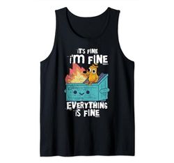 Contenedor de basura divertido It's Fine I'm Fine Everything Is Fine Dog Meme Camiseta sin Mangas