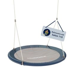 HUDORA Balançoire nid Lounge - Balançoire nid réglable en hauteur avec un diamètre de 90/110cm - Supporte jusqu'à 150kg - Balançoire familiale pour l'intérieur & l'extérieur