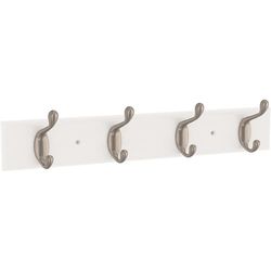 Franklin Brass Casual Curve Wall Mounted Pure White 16 in. Coat Rack, 4 Nickel Hooks, B46717K-PMN-C