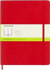 Moleskine - Cuaderno Clásico con Hojas Lisas, Tapa Blanda y Cierre Elástico, Color Rojo Escarlata, Tamaño Extra Grande 19 x 25 cm, 192 Hojas