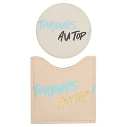 DRAEGER Paris - Miroir de Poche Toujours au Top avec étui crème - Miroir Rond Maquillage à emmener Partout - Idéal Maison et Voyages - Etui 8 x 8,5 cm - Idée Cadeau Anniversaire, Toutes Occasions