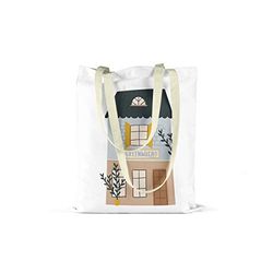 Bonamaison Printed Tote Bag, Reusable Grocery Bag, Shopping Bag, Machine Washable, Foldable, Canvas Cloth Bag with Handles, 48x55 Cm
