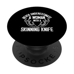 Nunca subestimes a una mujer con un cuchillo de pelar la taxidermia PopSockets PopGrip Adhesivo