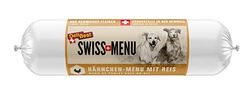 DeliBest Swiss Menu Kippenmenu met rijst, natvoer voor honden van 100% Zwitsers kippenvlees, glutenvrij en zonder andere toevoegingen, hoogwaardig hondenvoer voor volwassenen, 400 g hondenworst