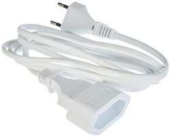 Electraline 900007 Extensor de 2 m com tomada europeia, cabo 2 x 1 mm², cor branca