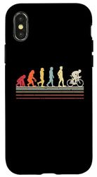 Custodia per iPhone X/XS Retro Vintage Evoluzione dell'uomo Ciclista Ciclista