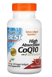 Doctor's Best CoQ10 de Alta Absorción con BioPerine, 300mg - para Energía y Salud Cardiovascular, 90 cápsulas blandas vegetale