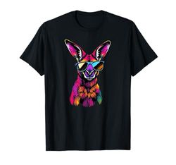 Kangaroo Wearing Sunglasses Funny Animal Colorful Kangaroo T-Shirt
