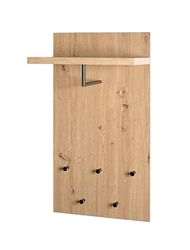 HAKU Möbel Wandkapstok eiken, zwart, MDF, metaal - Maat: B 48 cm x H 90 cm x D 31 cm, Stijl: Modern