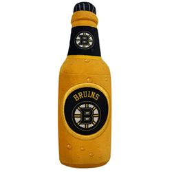 NHL Boston Bruins - Peluche a forma di bottiglia di birra per cani e gatti, con sonaglio interno e bellissimo nome della squadra di hockey