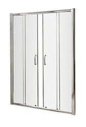 nuie AQSLD17H3 Pacific Modern Bathroom Easyfit Shower Double Sliding Door, 6mm Toughened Safety Glass and Round D-Handle, 1700mm, Polished Chrome