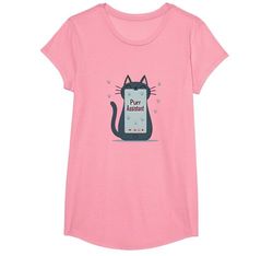 Asistente de ronroneo: Lindo diseño de teléfono Inteligente de Gato para Amantes de Las Camiseta, Niñas, Rosado, Pequeña
