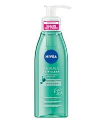 NIVEA Derma Skin Clear Gel detergente viso (1 x 150 ml), detergente formulato per pelli con imperfezioni, gel viso con acido salicilico e niacinamide
