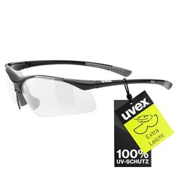 Uvex Sportstyle 223, óculos desportivos unissexo, de espelho, conforto sem pressão e suporte perfeito, cinzento preto/transparente, tamanho único