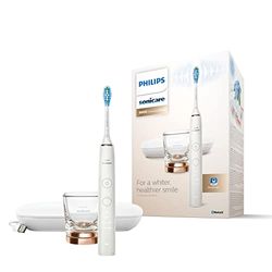 Philips Sonicare DiamondClean 9000 Cepillo de dientes eléctrico con cabezal inteligente, sensor de presión, 4 modos, 3 intensidades, Rosa oro (modelo HX9911/94)