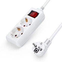 Aigostar - Extensão com 2 tomadas e extensão de 3 g1,0 mSJFS com interruptor de 1,5 m