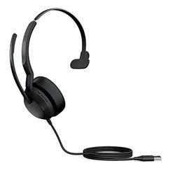 Jabra Evolve2 50 Micro-casque filaire mono - Technologie Jabra Air Comfort, microphones à réduction de bruit et ANC - Fonctionne avec les plateformes UC telles que Zoom et Google Meet - Noir