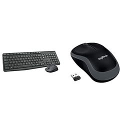 Logitech Mk235 Kit Mouse E Tastiera Wireless 2.4 Ghz Compatibile Windows, Con ‎Ricevitore Usb Unifying & M185 Mouse Wireless, 2.4 Ghz Con Mini Ricevitore Usb, Durata Batteria Fino A 12 Mesi