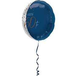 Folat 66760 Ballon Gonflé à l'hélium Elegant True Blue 60 Ans - 45cm