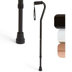 Medline Aluminum Offset Walking Cane for Seniors & Adults is Portable and Lightweight for Balance, Knee Injuries, Mobility & Leg Surgery Recovery, Black