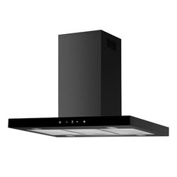 Respekta Cara Hotte aspirante îlot/Hotte îlot 90 cm/Noir mat avec façade en verre / 9 niveaux de puissance/Touch Control / CH44199GISS-20 / A+
