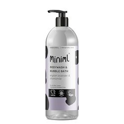 Miniml Natural English Lavender and Chamomile Body Wash and Bubble Bath - For all skin types - Hypoallergenic Dermatologically Tested - Sulphate and Paraben Free, Vegan and Cruelty Free - 1L Bottle