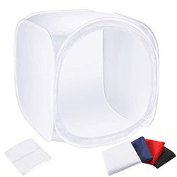 Neewer 60x60cm Tenda Fotografica da Studio Cubo Pieghevole, Softbox a Diffusione, Scatola Luminosa con 4 Fondali Colorati(Blu Rosso Bianco Nero) per Fotografia (Pannello Luce/Striscia NON Inclusa)