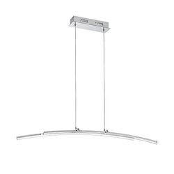 Eglo Pertini Led-hanglamp, 2 lichtpunten, van verchroomd staal, aluminium en transparante kunststof, voor eetkamer en woonkamer