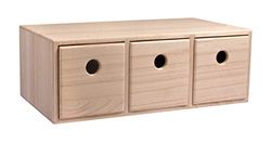 Rayher 62909505 houten commode met 3 laden, FSC 100%, naturel, 32 x 18 x 11,5 cm