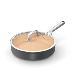 Ninja ExtendedLife 26cm Ceramic Sauté Pan, Non-Stick (No PFAs, PFOAs, Lead or Cadmium), Induction Compatible, Stainless Steel Handle, Oven Safe to 285°C, Terracotta & Grey, CW90126UK