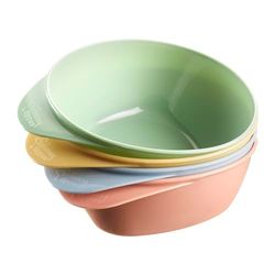 Tommee Tips Easy Scoop matskålar med triangulär botten och ergonomiskt handtag, lätt att stapla, uppsättning av 4