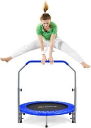 FANTASK φ Mini-trampoline van 101 cm, belastbaar tot 150 kg, opvouwbare trampoline, tuintrampoline voor volwassenen en kinderen, met in hoogte verstelbare handgreep