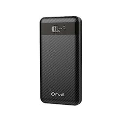 MUCHP0120 Power Bank Carbon 10000mAh 2 USB (2A/3A) + 3 ingangen (Micro USB, type C, Lightning), zwart