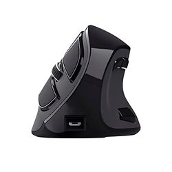 Trust Voxx Vertical Ergonomic Mouse, Rechargeable Wireless Mouse, Bluetooth or 2.4 GHz, 1200-2400 DPI, 9 Buttons, LED Display, Programmable Buttons, for PC, Computer, Mac, Laptop, Chromebook - Black