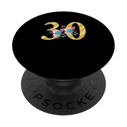 Monograma lindo inicial números de colores flores 30 PopSockets PopGrip Adhesivo