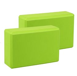 EXERZ Yogablokken, 2 stuks, gymnastiekstenen met hoge dichtheid, EVA-schuim, comfortabele fitness-yogabesten, antislip, lichtgewicht en reisvriendelijke pilatespraktijk (groen)