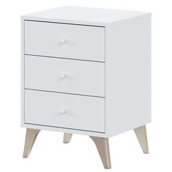 Table de Chevet 3 tiroirs, Table de Chevet, Modèle Sweet, Couleur Blanc Artik, Dimensions : 40 cm (Largeur) x 33,5 cm (Profondeur) x 56 cm (Hauteur)
