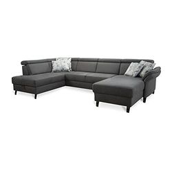 CAVADORE Ammerland Caravane avec Noyau à Ressorts en Forme de U avec méridienne Gauche et longchair à Droite/avec réglage de la tête de lit / 317 x 84 x 193 / Aspect Cuir Anthracite