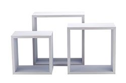 King Collection King Home M1106006/B Set 3 Pièces Étagère Carrée en MDF, Blanc