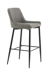 Venture Home 17704-855 Silla de Bar Plaza, Hierro Poliéster y Lino Microfibra, Negro, Gris