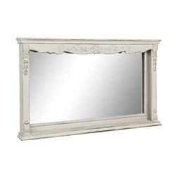 DKD Home Decor Espejo de Pared 125 x 12 x 76 cm Abeto Cristal Blanco Vintage Madera MDF