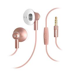 SBS in-ear hoofdtelefoon met kabel - hoofdtelefoon met microfoon en rubberen pad - hoofdtelefoon in roze voor smartphone, mobiele telefoon & pc - draadloze hoofdtelefoon