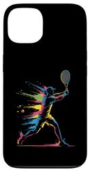 Jugador de tenis colorido para hombres, mujeres y niños jugando al tenis Carcasa para iPhone 13