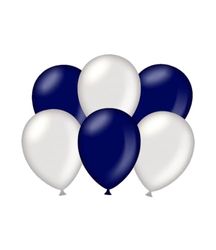 PD-Party 7036583 Feest Balloons | Natuurlijk Rubber (Latex) | Party Decoration, Pak van 6, Metallic Blauw/Zilver, 30cm Lengte x 30cm Breedte x 30cm Hoogte