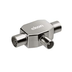 ekon Tv-antenne-splitter, 9,5 mm, 2 aansluitingen, 1 stekker coaxiale splitter, tv-antennesplitter, voor tv, smart tv, decoder, digitale terresten, satelliet