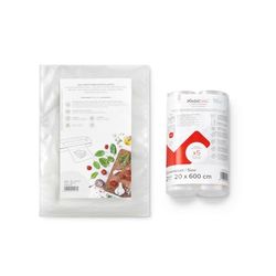 Magic Vac, 50 Sacchetti Sottovuoto 25x35 cm e 2 Rotoli Sottovuoto per Alimenti 20x600 cm, Resistenti, Privi di BPA, Brevettati, Made in Italy