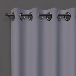 Soleil d'ocre Cortina con Ojales Blackout, Gris, 140 x 250 cm